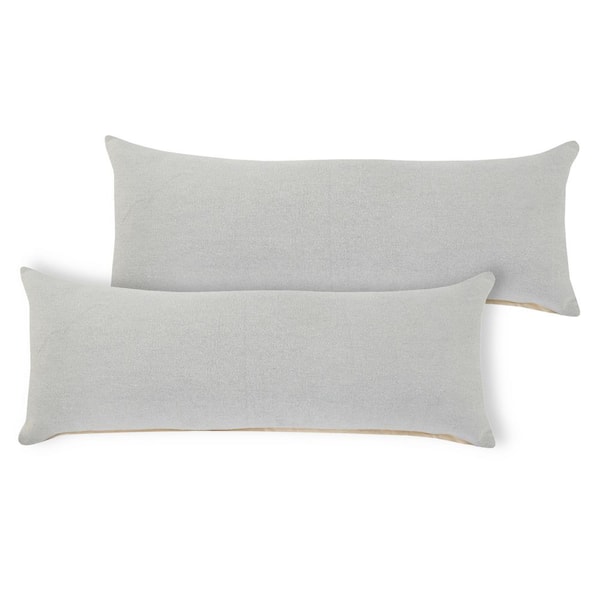 Unbranded Stone Gray Solid Color Stonewashed 14 in. x 36 in. Indoor Throw Pillow Set of 2