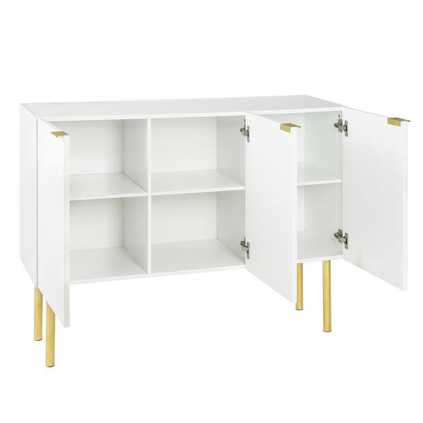 47.2-in W x 16.5-in D x 36.6-in H in White Particle Board Assemble Upper Pantry Kitchen Cabinet with Gold Metal Legs