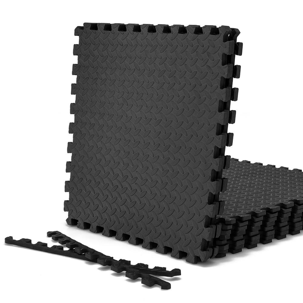 Costway Black 25 in. W x 25 in. L x 0.5 in. T EVA Foam Gym Flooring Mat