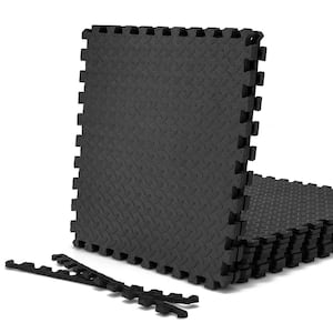 Black 25 in. W x 25 in. L x 0.5 in. T EVA Foam Gym Flooring Mat Interlocking Anti-slip (52 sq. ft.)