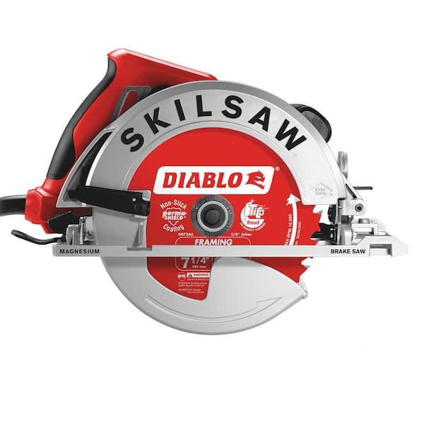 SKILSAW 7-1/4 in. 15 Amp Corded Electric Magnesium Side Winder Circular Saw with Brake with 24-Tooth Diablo Carbide Blade