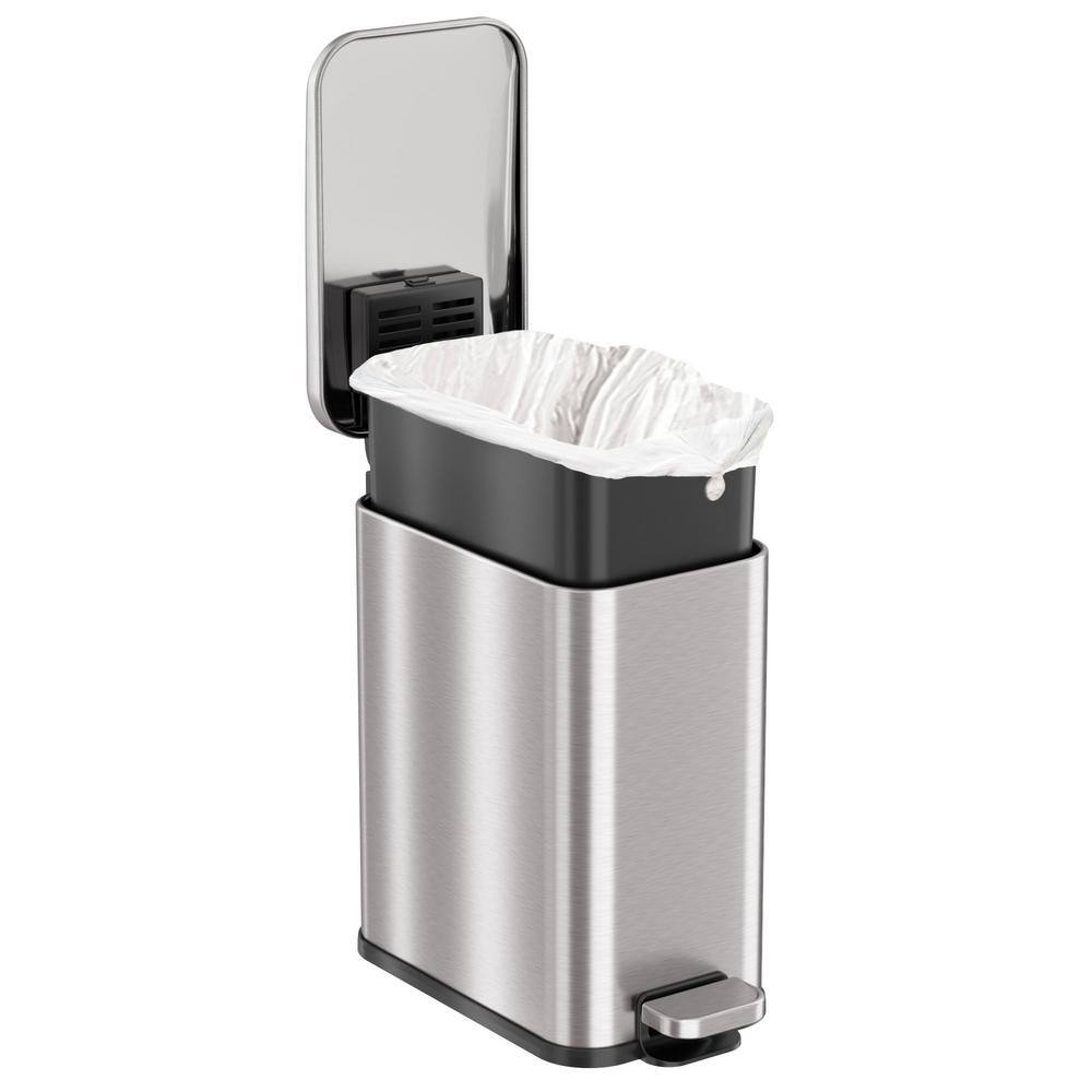 Slim Stainless Steel Fingerprint Resistant Trash Can with Flip Lid, 1.3 Gallon