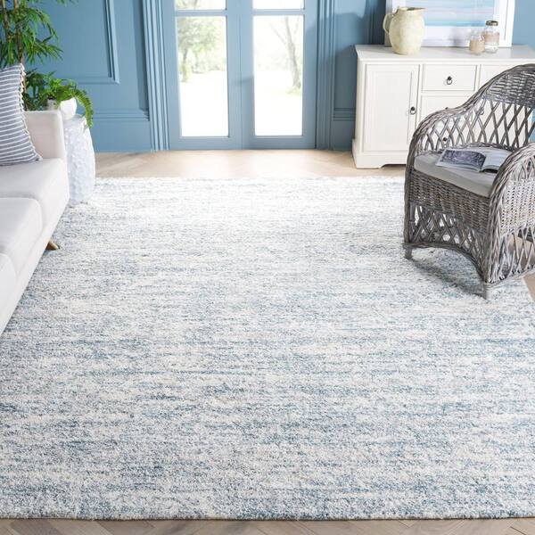 Berber Shag 8 ft. x 8 ft. Ivory/Light Aqua 2-Toned Solid square Area Rug