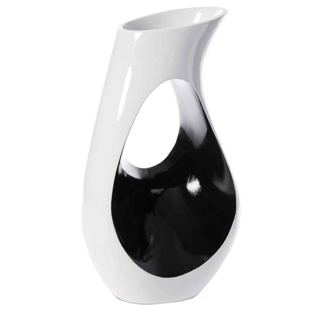Elegant White Fiberglass 24" Tall Modern Floor Vase