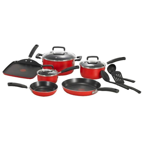 T-fal Signature 12-Piece Red Cookware Set with Lids
