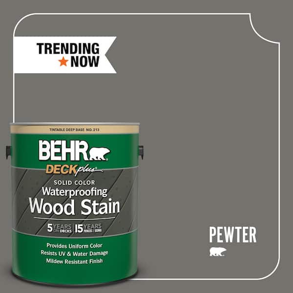 BEHR DECKplus 1 gal. #SC-131 Pewter Solid Color Waterproofing Exterior Wood Stain