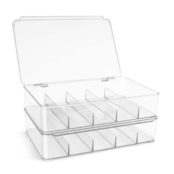 Sorbus 2 Pack Clear Stackable Plastic Sunglass Holder with Lid for Display