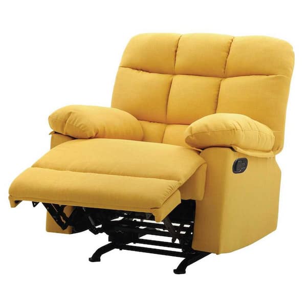 Passion Furniture Cindy Yellow Fabric Upholstery Reclining Chair