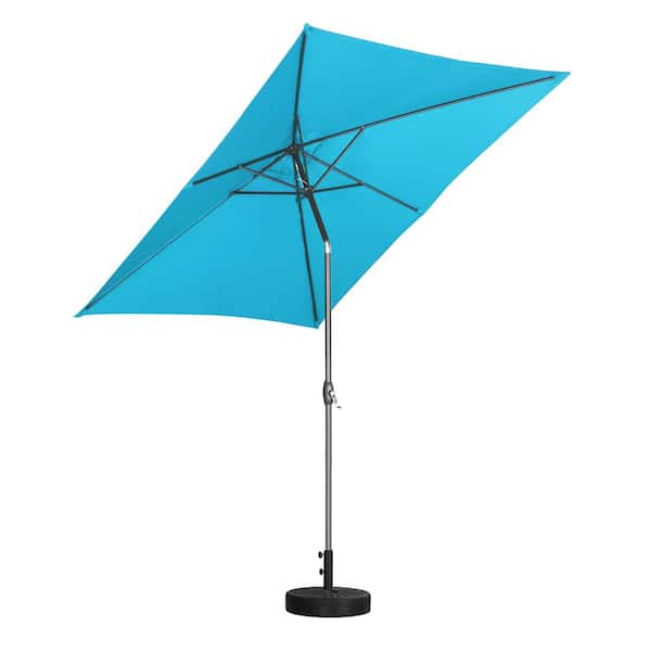 Tatayosi 10 ft. x 6.5 ft. Steel Rectangle Outdoor Patio Market Umbrella with Push Button Tilt and Crank in Blue