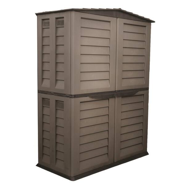 Unbranded 59.5 in. x 32.7 in. x 78 in. Mocha/Brown Tall Storage Shed
