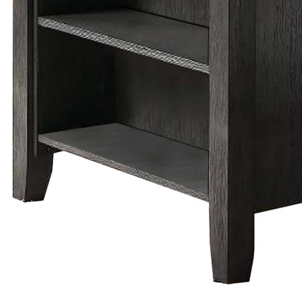 Transitional Gray Wooden Extendable Counter Height Dining Table with Storage