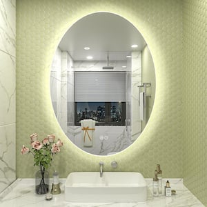 20 in. W x 28 in. H Oval Frameless Super Bright LED Backlighted Anti-Fog Wall Bathroom Vanity Mirror