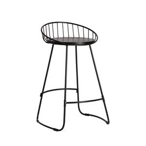 Tegan 31 in. Black Mid-Back Metal Frame with Wooden Seat Counter Stool