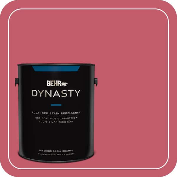 BEHR DYNASTY 1 gal. #MQ4-01 Candy Drop One-Coat Hide Satin Enamel Interior Stain-Blocking Paint and Primer