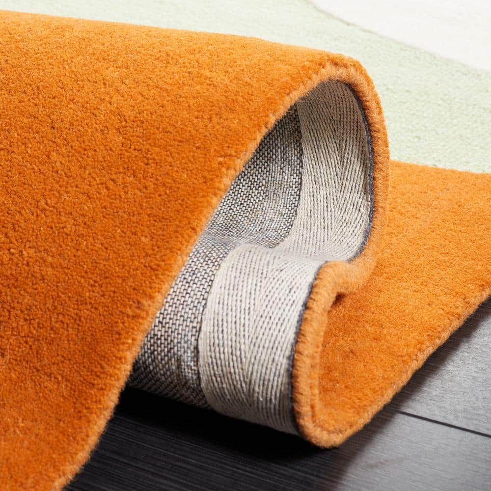 Green and Rust Hand-Tufted Wool Abstract Area Rug