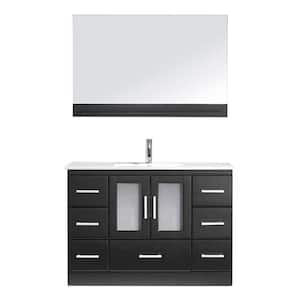 Zola 48 in. W Bath Vanity in Espresso with Ceramic Vanity Top in White with Square Basin and Mirror and Faucet