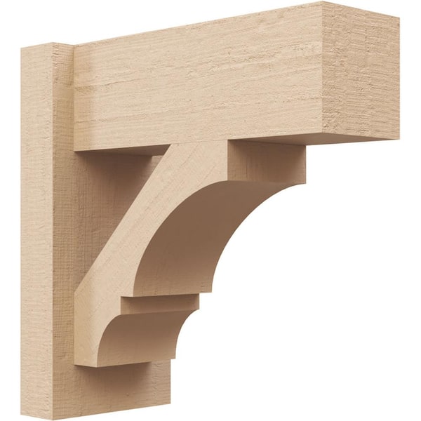 Ekena Millwork 6 in. x 14 in. x 14 in. Balboa Block Rough Cedar Woodgrain Timberthane Polyurethane Outlooker, Primed Tan