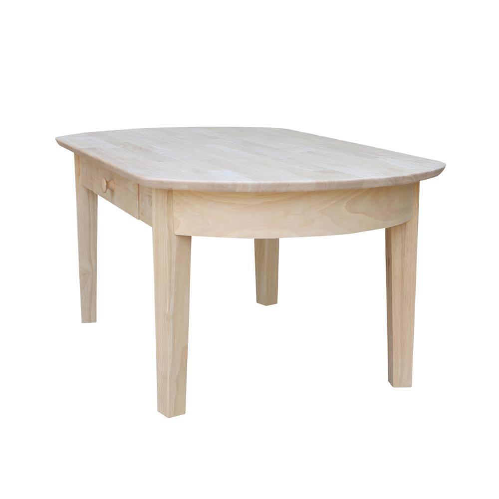 43.7" Natural Wood Oval Coffee Table with Storage