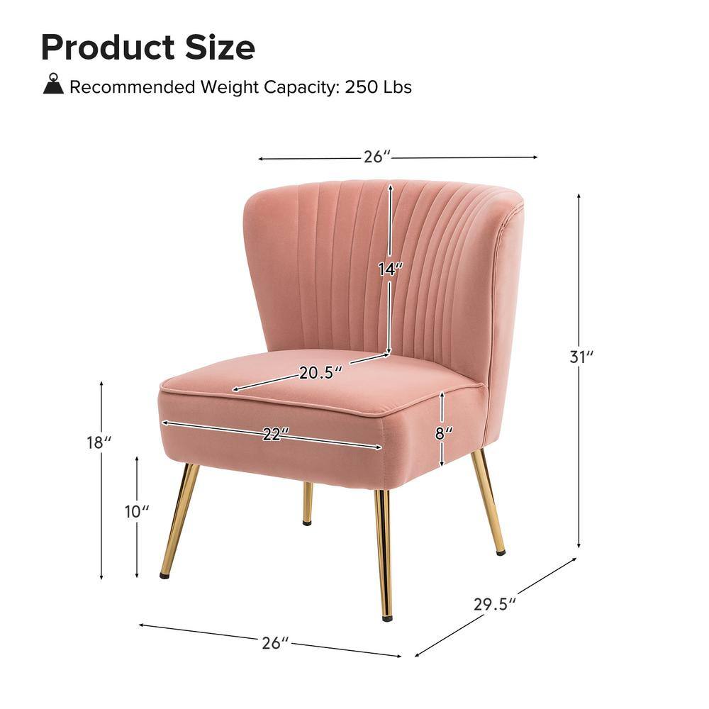 Pink Velvet Accent Chair with Gold Metal Legs