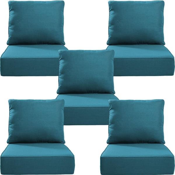 Opohoro 24" x 24" x 6" 10-Piece Deep Seating Water & Fade Resistant Outdoor Lounge Chair Replacement Cushion Set in Peacock Blue