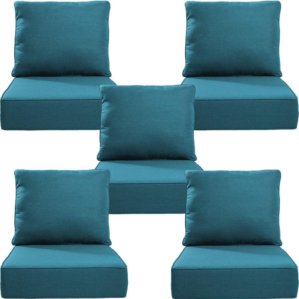 22 in. W x 24 in. D x 6 in. T 10-Piece Water Resistant Outdoor Lounge Chair Replacement Cushion Set in Peacock Blue price history on PriceWatchPro