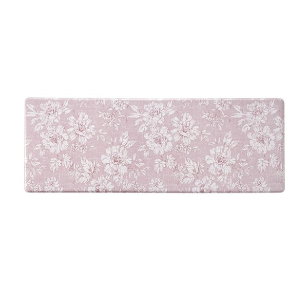 Pink Iris Floral 17.5 in. x 48 in. Anti-Fatigue Wellness Mat