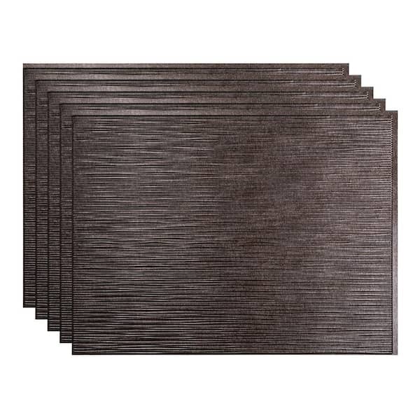 Fasade 18.25 in. x 24.25 in. Ripple Vinyl Backsplash Panel in Smoked Pewter (5-Pack)