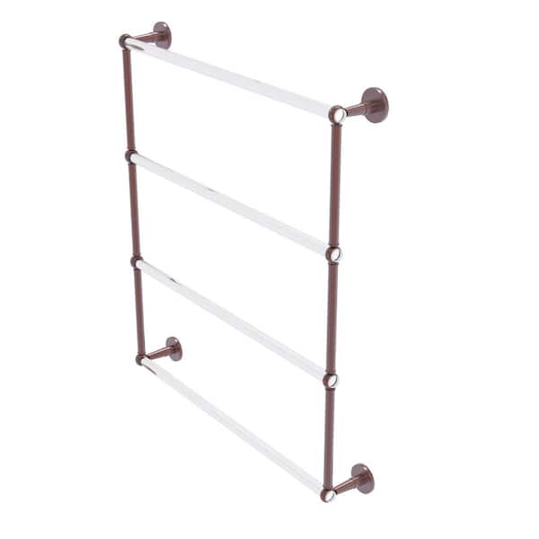 Clearview Collection 4 Tier 30 in. Wall Mounted Ladder Towel Bar with Twisted Accents in Antique Copper