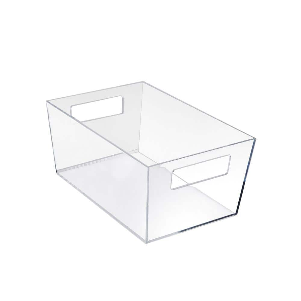 Azar Displays 11.25 in. W x 7.5 in. D x 5 in. H Large Storage Tote Bins with Handle Clear Color (Pack of 4)