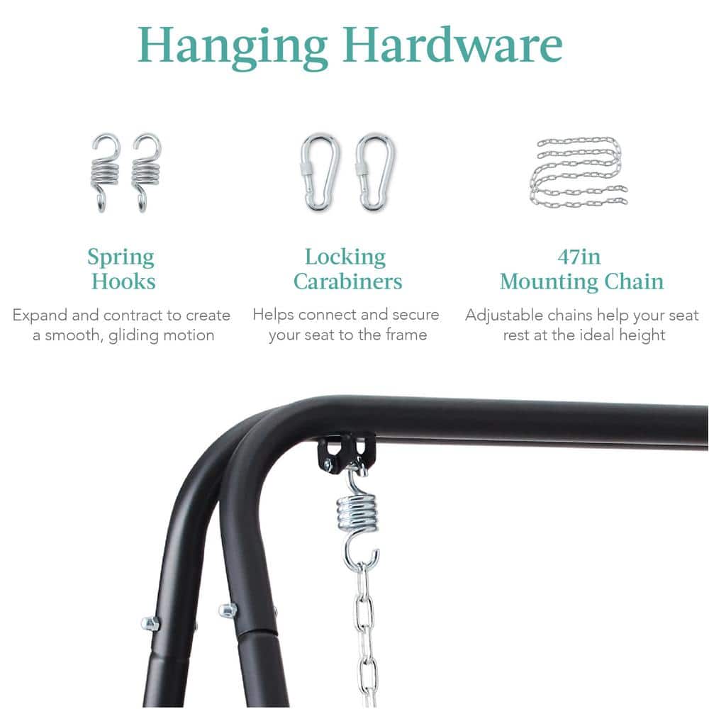 Extra Tall Black Steel Hanging Chair Stand with Hardware