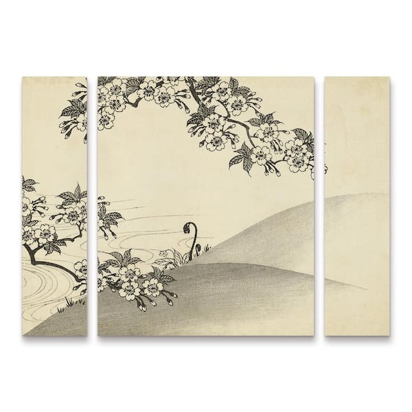 Trademark Fine Art Unknown Japanese Cherry Blossom Tree B 3-Piece Panel Set Unframed Photography Wall Art 24 in. x 32 in