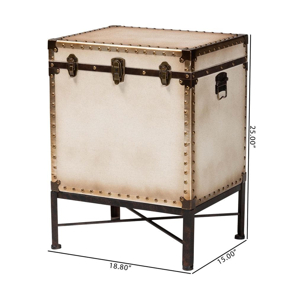 Laura 18.8 in. White Rectangle Canvas End Table with Lift-Top - thumbnail 9