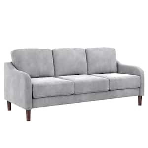 Embry 74 in. L x 31.5 in. W Gray Velvet Upholstered 3-Seater Sofa