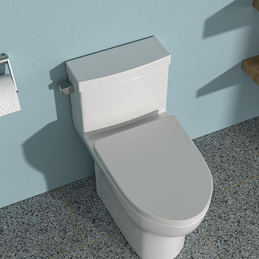 White Ceramic Elongated One-Piece High Efficiency Toilet