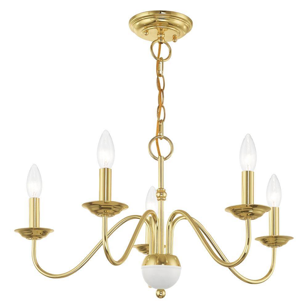 Polished Brass 5-Light Candelabra Chandelier