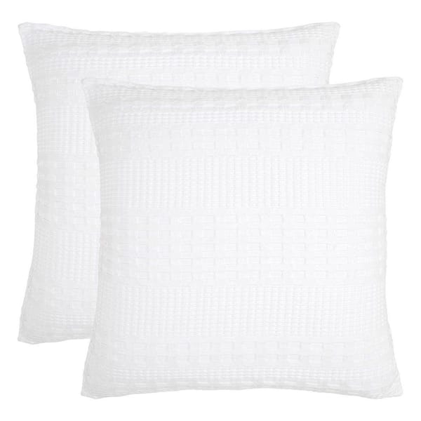 Waffle Weave White 24x24 Pillow Cover Set 2-Pack