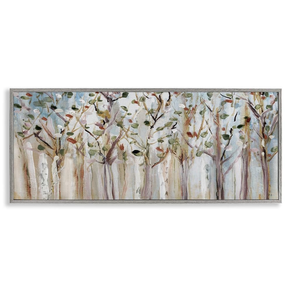 Bare Branch Trees Birch Forest by Susan Jill 1-Piece Gray Framed Nature Giclee Art Print 10 in. x 24 in.
