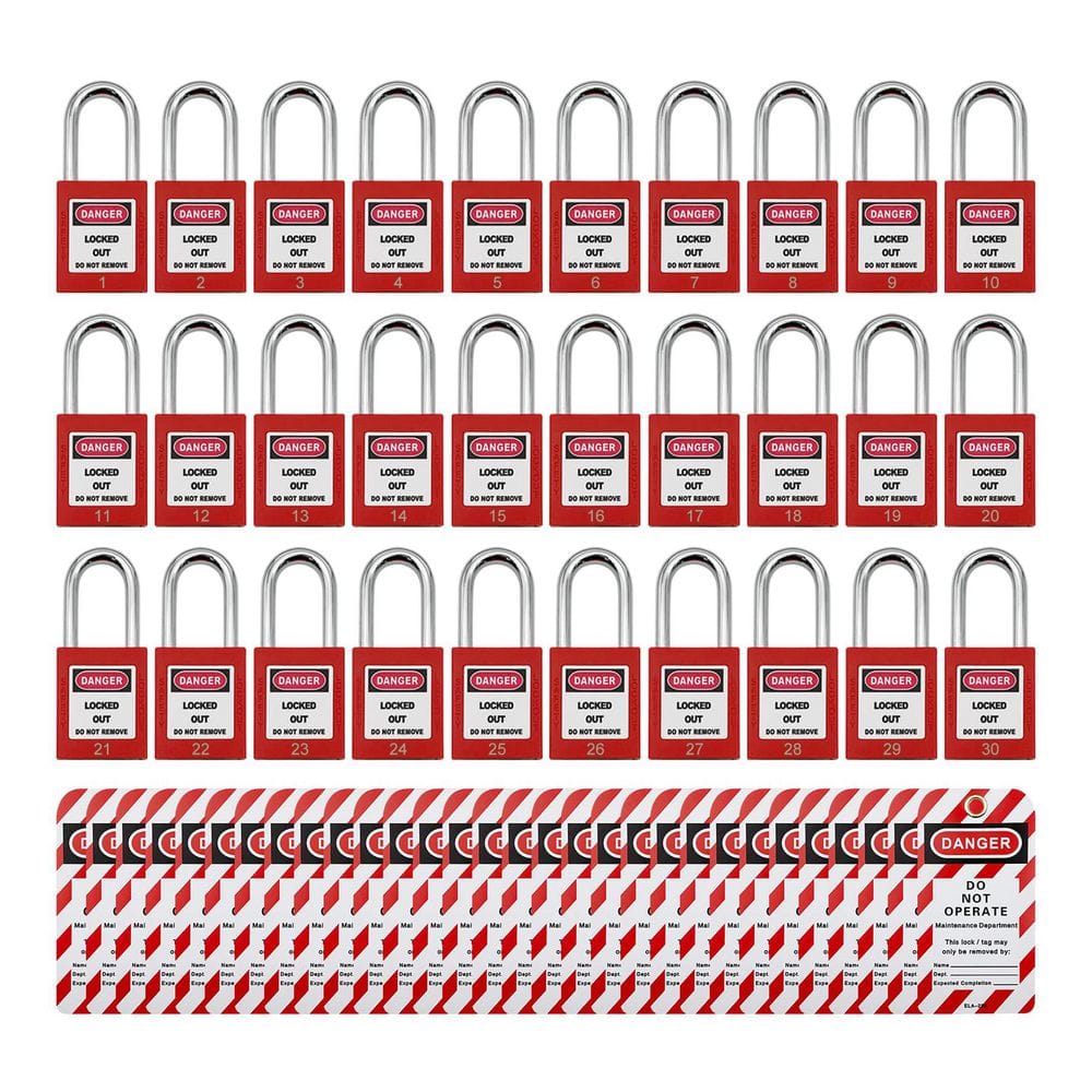30-Pack 1-1/2 in. Wide Plastic Safety Padlock Keyed Differently with 30 Lockout TagOut Tags Red Lockout Tagout price history on PriceWatchPro