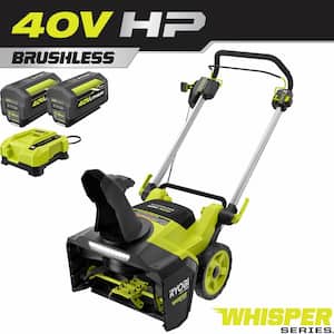 40V HP Brushless 21 in. Whisper Series Single-Stage Cordless Electric Snow Blower with (2) 7.5 Ah Batteries and Charger
