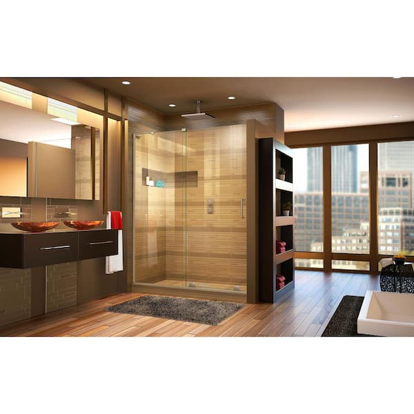 Mirage-X 44 - 48 in. W x 71 in. H Frameless Sliding Shower Door in Brushed Nickel - Left Wall Installation