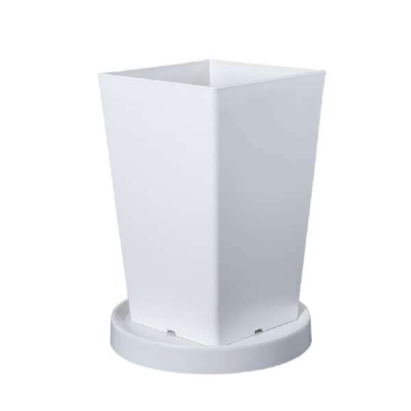 Wellco 11.6 in. x 19.5 in. White Thickened Square Resin Decorated Flowerpots with Trays