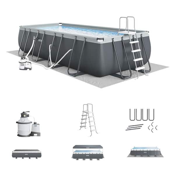 Intex 24 ft. x 12 ft. x 52 in. Rectangular Ultra XTR Frame Swimming Pool with Sand Filter