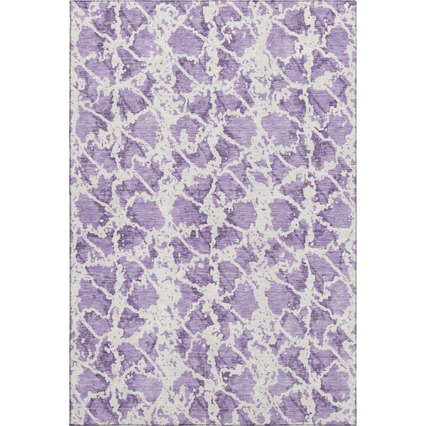 Addison Rugs Mayfield Premium Machine Washable Abstract AMF969 Lilac 2 ft. 6 in. x 3 ft. 10 in. Area Rug