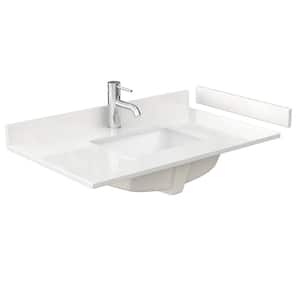 36 in. W x 22 in. D Quartz White Rectangular Single Sink Bathroom Vanity Top in White