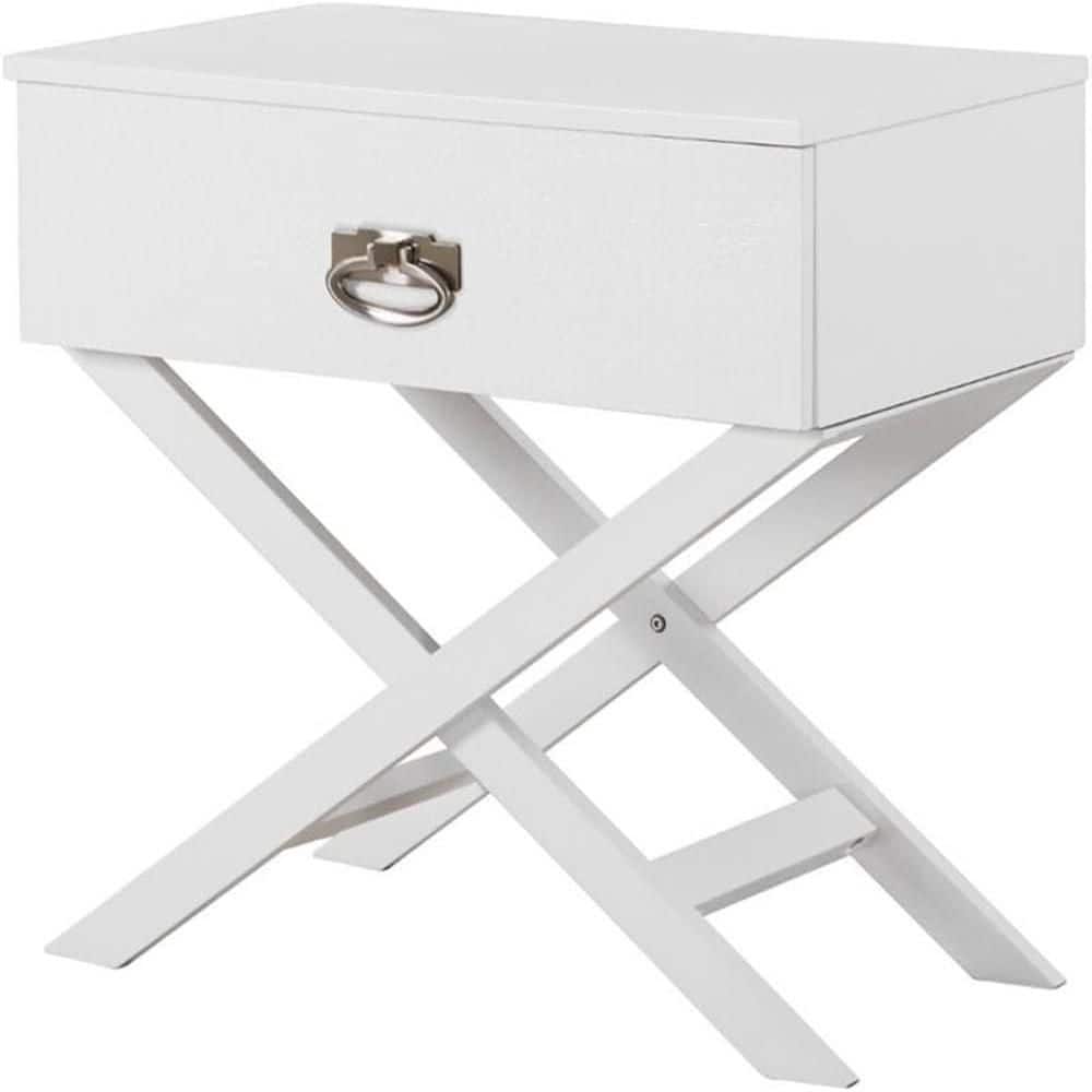 White Finish, 1 Drawer Nightstand
