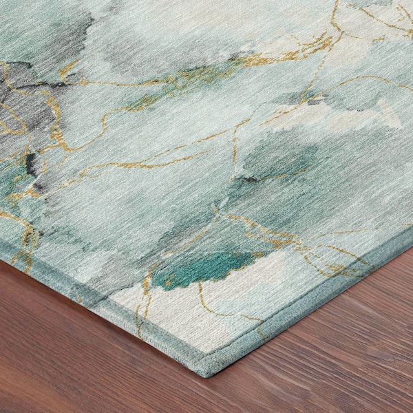 Chantille Machine Washable Indoor/Outdoor Abstract ACN2591 Seafoam 8 ft. x 10 ft. Area Rug