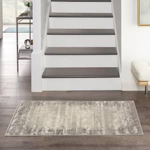Cyrus Ivory/Grey 3 ft. x 4 ft. Abstract Contemporary Kitchen Area Rug