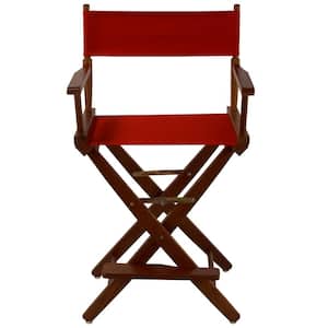 24 in. Extra-Wide Mission Oak Frame/ Red Canvas New, Solid Wood Folding Chair (Set of 1)