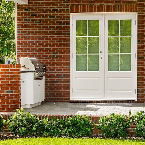 72 in. x 80 in. Fiberglass Smooth White Left-Hand Outswing Hinged 3/4-Lite Patio Door with 6-Lite SDL