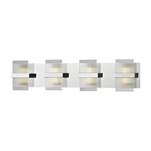 Desiree 32-Watt Polished Chrome with Clear Lined Glass Integrated LED Bath Light